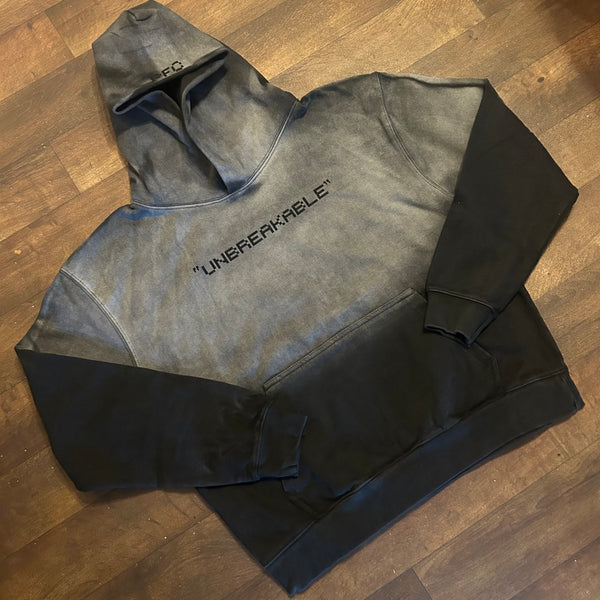 Unbreakable - Black Hoody - Black Flocked Design