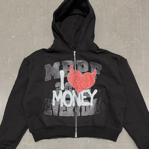 I LOVE MONEY - Black Zip Hoody