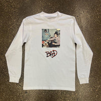 GOAT - White Long Sleeve Tee - Black/ Red Design