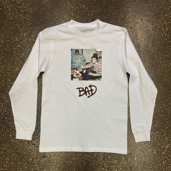 GOAT - White Long Sleeve Tee - Black/ Red Design