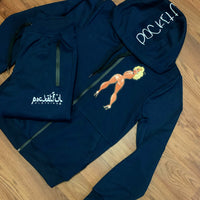 Arabic Betty - Navy Tech Suit - White Design