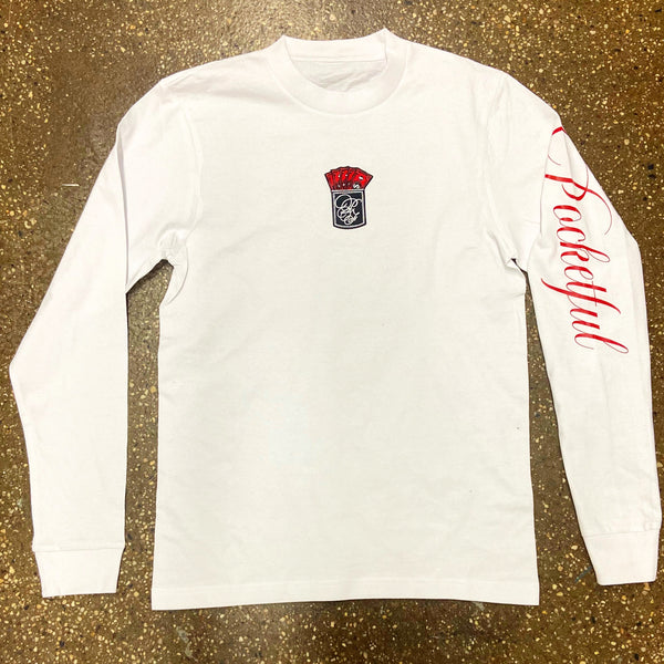 Money Patch - White Long Sleeve Tee - Red Design