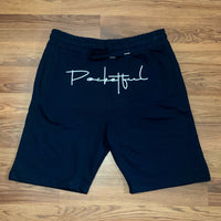 Script - Navy Blue Shorts - White Design