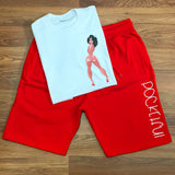 Miss Black Betty - White/Red Shortset - White/ Red Design