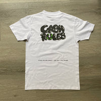 Cash Rules - White T-Shirt - Black Design