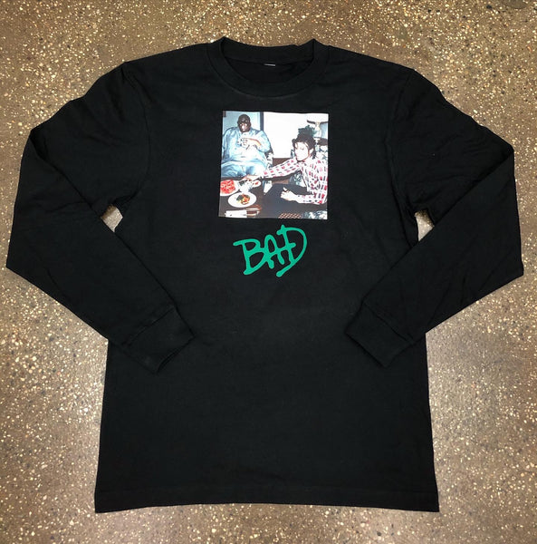 GOAT - Black Long Sleeve Tee - Green Design