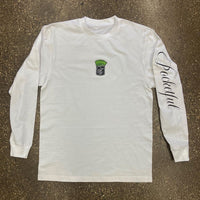 Money Patch - White Long Sleeve Tee - Black Design