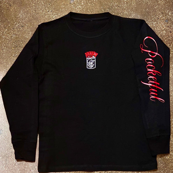 Money Patch - Black Long Sleeve Tee - Red Design